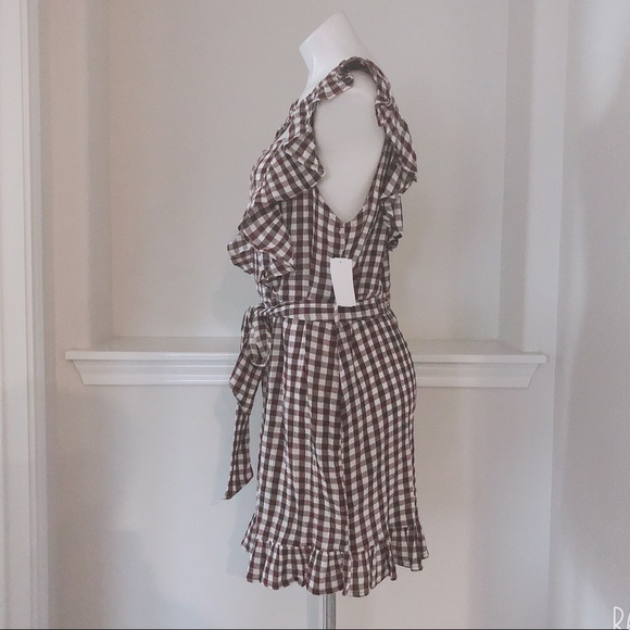 Topshop Dress Gingham Ruffle Mini Size 8 New w/Tag - Picture 7 of 14
